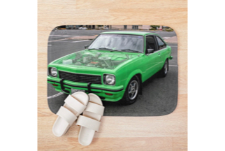 Classic cars on bath mats